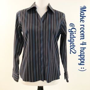 Talbot’s Petites navy stripe button up  Size 8